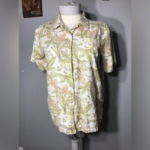 Casey & Max Women’s Flower Print Blouse Size XL Multicolor Linen,Rayon And Cot